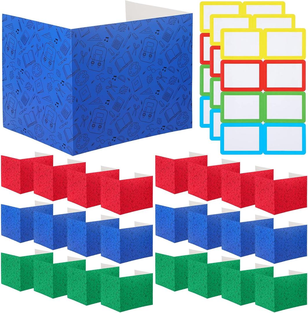 Crtiin 24 Pcs Privacy Folders for Students Desk Dividers Standard School Privacy Cardboard Board Testing Dividers Shield for Classroom Teacher Supplies Keep Eyes from roving(Cute)