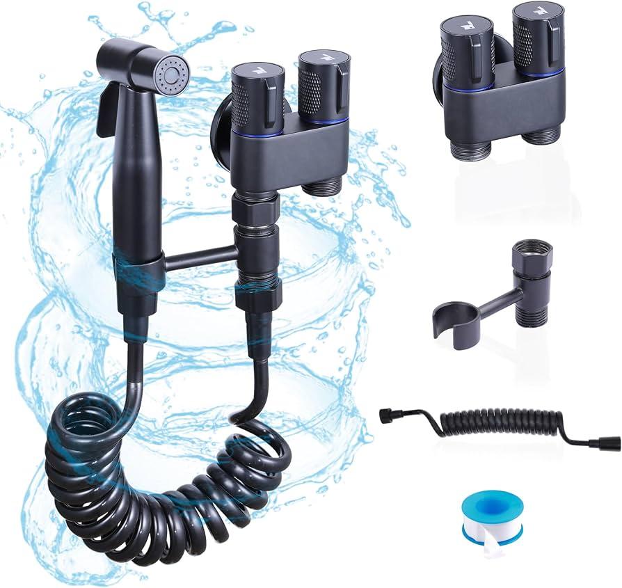 Handheld Toilet Bidet Sprayer for Toilet, Muslim Shower Bidet Toilet Hose Sprayer Kit, Jet Spray Bidet Attachment for Cloth Diaper and Feminine Wash (Black)