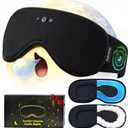 Weighted Bluetooth Sleep Mask with Removable Hot & Cold Gel Insert, 3D Blackout Eye Mask, Adjustable Speaker Placement, Passive Sound Masking, 15H Playback for Sleep, Travel & Relaxation