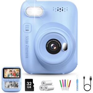 Kids Instant Print Camera, 3.0-inch HD Screen 32MP Photo Instant Digital Camera Christmas Birthday Gifts Toys for Children Girls Boys Age 3-12 - Blue Kids Instant Print Camera, 3.0-inch HD Screen 32MP Photo Instant Digital Camera Christmas Birthday Gifts Toys for Children Girls Boys Age 3-12 - Blue