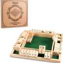 AMEROUS 12 Inches Shut The Box Family Game (1-4 Players), 4 Sided Large Wooden Number Dice Board Game with 12 Dices and Shut The Box Rules for Kids, Adults