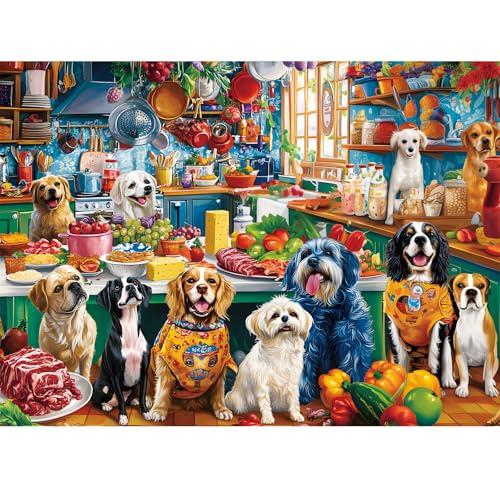 300 Piece Puzzles for Adults,Cute Dog Jigsaw Puzzle for Adults Children Elderly,Large Piece Animal Friends Puzzle for Kids Age 8-10 10-12,Challenging Funny Food Puzzle,Family Game Great Gift 20.5x15in