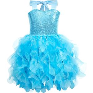 Blue Tutu Dress for Girls Fancy Sparkly Sequin Tulle Princess Party Dress for Kids Baby Girls Wedding Pageant Sneaker Ball Gown Prom Dance Frozen Birthday Christmas Outfit 5-6T