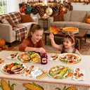 100Pcs Thanksgiving Oval Paper Plates and Napkins Set, 10" x 12" Party Plates,Large Disposable Dinner Plates for Fall Party and Thanksgiving Day