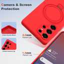 SKYLMW Compatible with Samsung Galaxy S26 Ultra Case with Magnetic Invisible Stand [Compatible with Mag-Safe][Full Camera Protection] Silicone S26 Ultra Case for Women Men 6.9'', Red