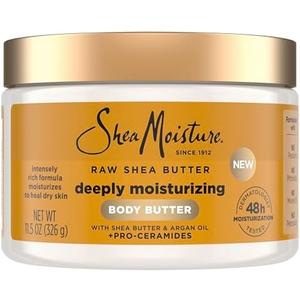 SheaMoisture Deeply Moisturizing Body Butter with Raw Shea Butter, Argan Oil and Pro-Ceramides, Rich Hydration & Healing of Dry Skin, 48H Moisturizing 11.5 oz