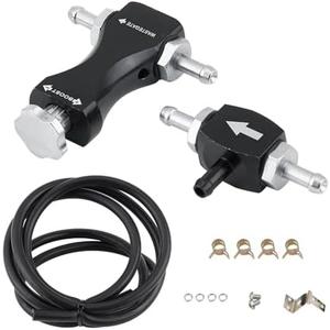 MiJunHD Manual Boost Controller, Universal Aluminum Pressure Regulation Valve Kit with Mounting Bracket Hose for Turbocharged Engine Components (Black, 1-Piece)