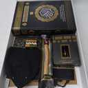 ihvan online Luxury Islamic Prayers Gift Box, Quran & Prayer Beads Tesbih & Muslim Prayer Rug & Miswak Stick & Solid Smell & Kufi Hats & Hacerul Esved, Deluxe 8 Piece Set Ramadan & Eid Gifts (Black / Set 4)
