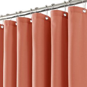 Terracotta Linen Shower Curtain for Bathroom Cream Boho Farmhouse Shower Curtains Natural Aesthetic Bath Decor Weighted Cloth Fabric Linen Textured Bath Curtain Liner with Hooks Set, Red, 72 x 72