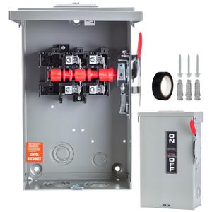 60 Amp Disconnect Switch 2 Pole 110/240V, Non-Fusible Safety Switch, Indoor&Outdoor NEMA 3R Heavy Duty, AC Disconnect Box, Rust and Corrosion Resistant