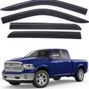 Lightronic Outside-Mount Low-Profile Auto Vent Window Visors, Fits 2009-2018 Dodge Ram 1500 Crew Cab, 2010-2025 Ram 2500 & 3500 Crew Cab/Mega Cab, 2019-2024 Ram 1500 Classic Crew Cab, Smoke, 4-Pcs