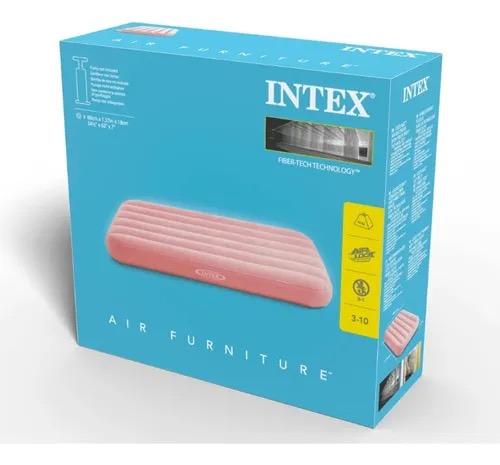 Intex 66803EP Cozy Kidz Inflatable Airbed: Fiber-Tech Velvety Soft Surface Carry Bag Included Color May Vary 34.5" x 62" x 7", (Pink)