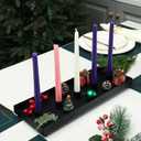 Amyhill Advent Candle Holder 5 Candlestick Seats Matte Black Iron Candle Tray for Taper Candles Halloween Autumn Thanksgiving Christmas Fireplace Mantel Table Kitchen Fireplace Centerpieces Decoration