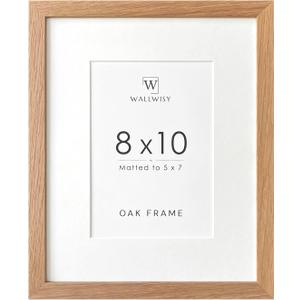 8x10 Picture Frame, Solid Oak Wood 8x10 Photo Frame with Mat to 5x7, 10x8 Picture Frames for Wall and Tabletop Display, Natural Oak 8 x 10 Frame, Set of 1