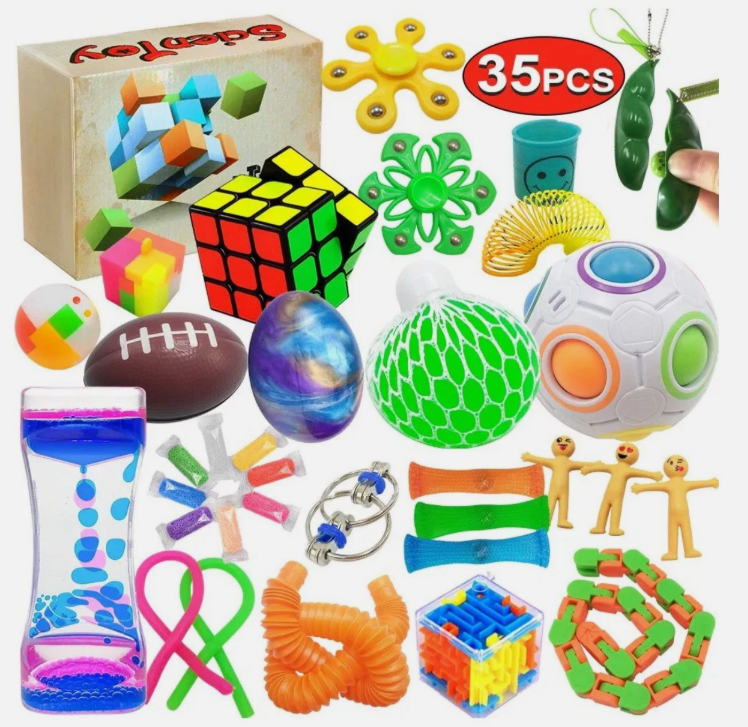Fidget Toy Set, 35 Pcs Sensory Toy for ADD, OCD, Autistic Children, Adults, Anxiety Autism to Stress Relief and Anti Anxiety with Motion Timer, Perfect for Classroom Reward with Gift Box