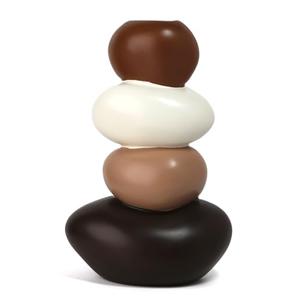 Stone Rock Shape Decorative Vase – Hollow Rock Sculpture Ornament, Rustic Stone Style Home Decor, Table Centerpiece, Minimalist Vase for Living Room, Office, Garden Decoration