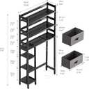SMIBUY Over-The-Toilet Storage Rack, 6-Tier Bamboo Large Bathroom Organizer with Side Shelves and 2 Drawers, Stable Freestanding Space Saver for Bathroom, Laundry Room(Black)