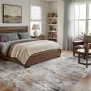 DMOYEST Area Rug Living Room Rugs - 8x10 Large Soft Indoor Neutral Modern Abstract Low Pile Washable Rug Carpet for Bedroom Dining Room Farmhouse Home Office - Grey Rust