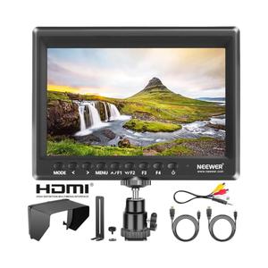 Neewer F100 7inch Camera Field Monitor HD Video Assist IPS 1280x800 HDMI Input 1080p with Sunshade and Ball Head for DSLR Cameras, Handheld Stabilizer, Film Video Making Rig (Battery Not Included)