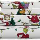 Grinch by Dr. Seuss Holiday & Christmas Bedding Super Soft 100% Cotton Flannel Sheet Set, Queen, (Officially Licensed Product) by Franco