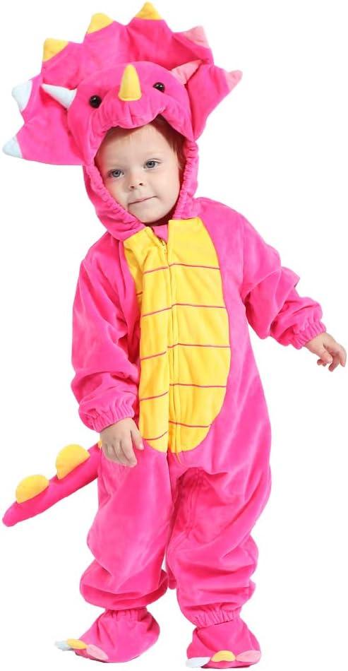 HSCTEK Baby Dinosaur Costumes Newborn, Infant & Toddler Boys Girls (12-18 Months, Pink Triceratops)
