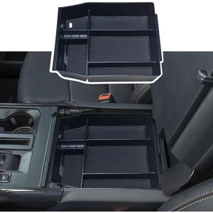 Center Console Organizer Compatible with 2021 2022 2023 2024 Ford F150 Interior Accessories, Armrest Box Insert Storage Tray (Full Console w/Bucket Seats ONLY) Black Trim