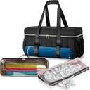 Teamoy 3 Pcs Empty Mahjong Bag, American Mahjong Set Bag with Tiles Bag and Racks & Pushers Bag, Mahjong Tile Set Bag with Game Mat Magic Tape, Black