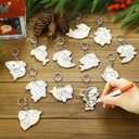 RattanView 24 Sets Christmas Shark Keychain Craft Kit DIY Unfinished Wood Coloring Key Chains Bulk Color Your Own Xmas Shark Keychains Gifts for Christmas Party Favors School Classroom Activities