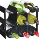 mDesign Plastic Water Bottle Organization/Wine Rack Storage Organizer for Kitchen Countertops, Cabinet, Bin, Pantry, Fridge, Refrigerator, 3 Tiers, 9 Bottles, Lumiere Collection - Black