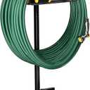 Kesfitt Garden Hose Holder Stand with Tool Storage Basket & 4 Spikes, Detachable Heavy Duty Metal Freestanding Outdoor Organizer for Lawn Yard Water Storage Rack