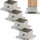 Wealrit 4 Pcs Square Post Bases Stainless Steel Flange Anchor Bases Heavy Duty Post Brackets for Fence Deck Railing Support(1.5" x 1.5")
