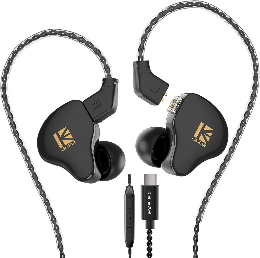 KBEAR KS1 USB C Headphones Wired Earbuds, Crystal Clear Sound Earphones for iPhone 15 Pro Max Plus Samsung Galaxy s23 s22 s21 s20 Ultra, High Resolution Headphone for Singers Musician