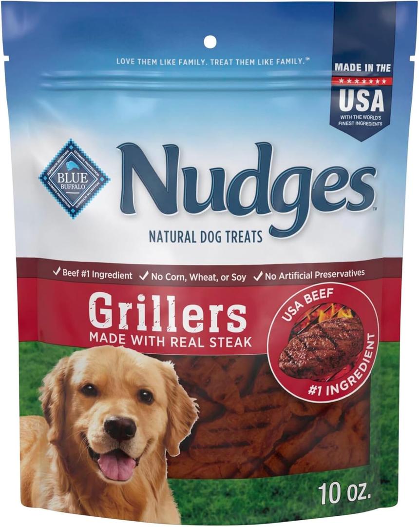 Blue Buffalo Nudges Grillers Natural Dog Treats, Steak, 10oz