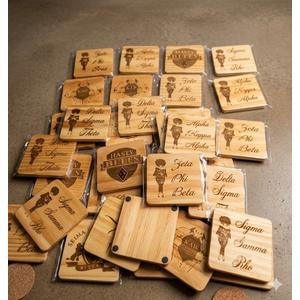 33 Custom Wooden Coasters, Personalized Wooden Coaster Laser Engraved with Own Design Logo Text, Non-Slip Heat-Resistant Custom Wood Coaster