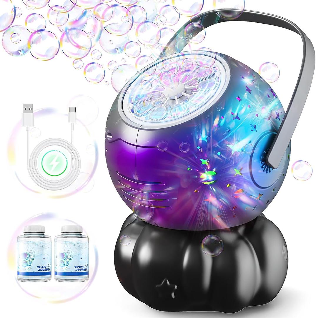 Bubble Machine - Halloween Bubble Maker for Kids with Big Bubbles Design, Multi-Color LED Light, 20oz CapacityUSB-C Rechargeable - Outdoor Toys for Toddlers Ages 3+ Boys Girls Party Birthday Gift