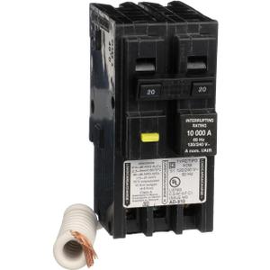 Square D by Schneider Electric Homeline 20 Amp Mini Circuit Breaker, 2 Pole, 120/240V AC, 10kA Breaking Capacity, Plug in Mount, GFCI Class A, Residential Use (HOM220GFIC)