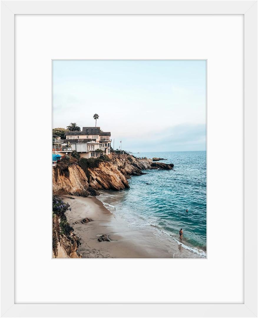 Frametory 16x20 Frame with Mat for 11x14, Real Glass, White | Display 11x14 Picture with Mat or 16x20 Photo Without Mat, Shatter-Resistant Glass, Pre-Installed Wall Mounting Hardware