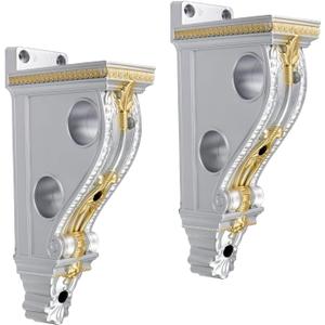 2pcs Drapery Sconces Silver Curtain Rod Holders Brackets with 1-4/7 Inch Diameter Double Holes for Window Decoration (Silver + Gold)
