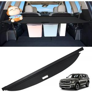 Cargo Cover for Kia Telluride 2020 2021 2022 2023 2024 2025 Accessories Retractable Trunk Cover Black Rear Trunk Security Cover Shielding Shade Waterproof-New Upgrade (Kia Telluride 2020-2025)