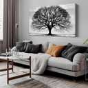 Prepeyssee Tree of Life Wall Art Large Artwork Black and White Wall Art Modern Landscape Nature Canvas Prints Decor for Living Room Bedroom Office Ready to Hang 24"x48"