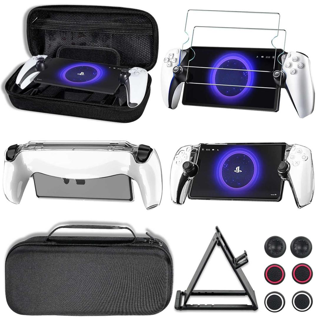 YOOWA Accessories Bundle for Ps Portal - Black Accessory kit for Playstation Portal Remote Player with Carrying Case, Protective Cover, Screen Protector Set Play Stand and PS5 Portal Thumb Grips