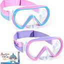 Supertrip Kids Swim Goggles with Nose Cover for Ages 6-14, Tempered Glass Fabric Strap Swimming Snorkel Mask for Pool Beach