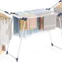 APEXCHASER Clothes Drying Rack Foldable, Large Drying Rack Clothing, Winged Laundry Rack Folding Indoor Outdoor, Metal Clothes Airer for Bedding Towel Sweater Heavy Duty, 68.9" X 23.6" X 41.3", White
