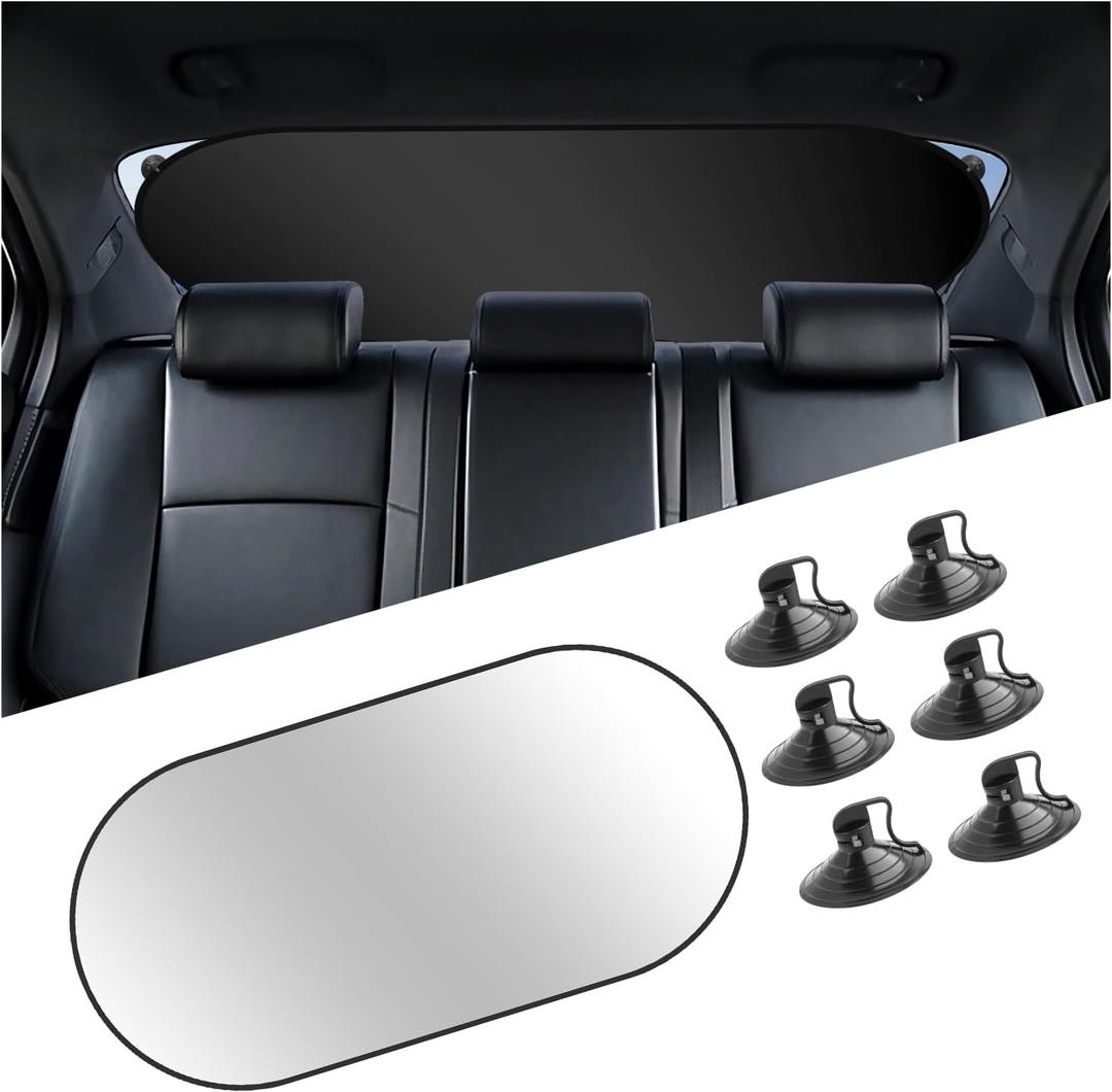 39.37x19.76 Car Rear Window Sun Shade,Foldable Car Window Shades with 6 Suction Cups for Blocking Sunlight,210T Titanium Silver Cars Sun Shade for Vehicle Rear Windshield