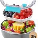 Small Salad Container for Lunch-35oz Divided Bento Box Lunch Box for Fresh Meals,Portable Salad Bowls To Go with 2-Compartment Tray Meal PrepLeak Proof Tritan Lid, Dishwasher & Microwave Safe (Gray)