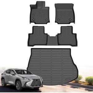 Floor Mats & Cargo Liner for 2022-2026 Lexus NX/NX 350h/NX 450h+/NX450h+ F Sport, All Weather Protection TPE Anti-Slip Car Full Set Custom Fit Car Mats Accessories | Front & 2nd Row & Trunk Mat