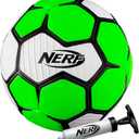 Nerf Proshot Kids Soccer Ball - Size Indoor + Outdoor Youth Soccer Ball + Air Pump Set - Official Size Soft Cover for Boys + Girls - Pump + Inflation Needle Included (Green)
