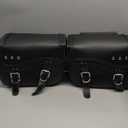 KEMIMOTO Motorcycle Saddlebags, 30L Large Capacity Saddle Bags Motorcycles, PU Leather Motorcycle Luggage Bag for Sportster Softail Dyna V-star Shadow, Universal Motorcycle Accessories, Black (Black with Inner Pocket)