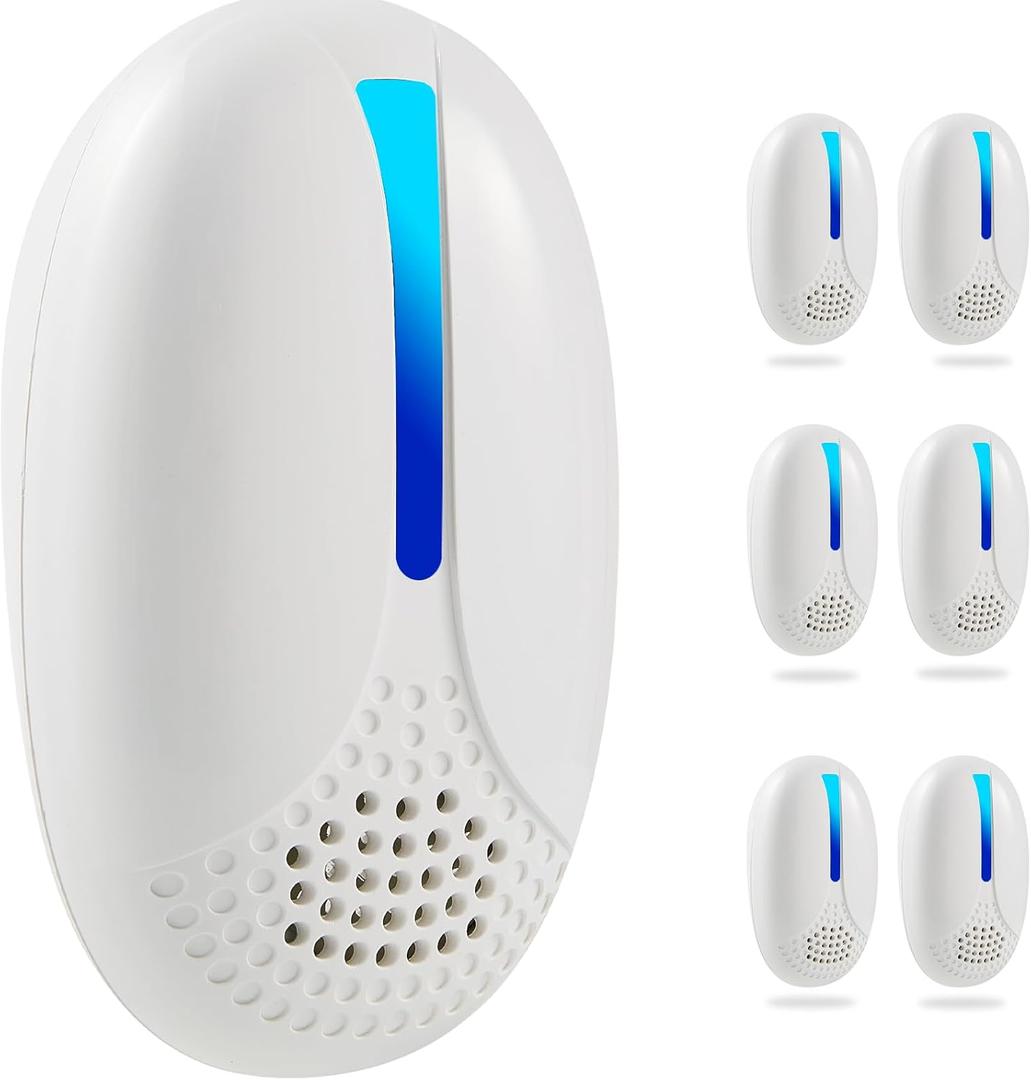 2025 Upgraded Ultrasonic Repellent Indoor, Mouse Traps Insert Plug in, Pest Control Repellent Ant,Roach,Rodent, Mouse, Bugs, Mosquito, Spider, for Home, Office, Warehouse 6 Packs (White)