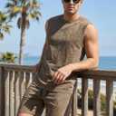 JMIERR Men's Vintage Acid Wash Two Piece Set Tank Top and Shorts